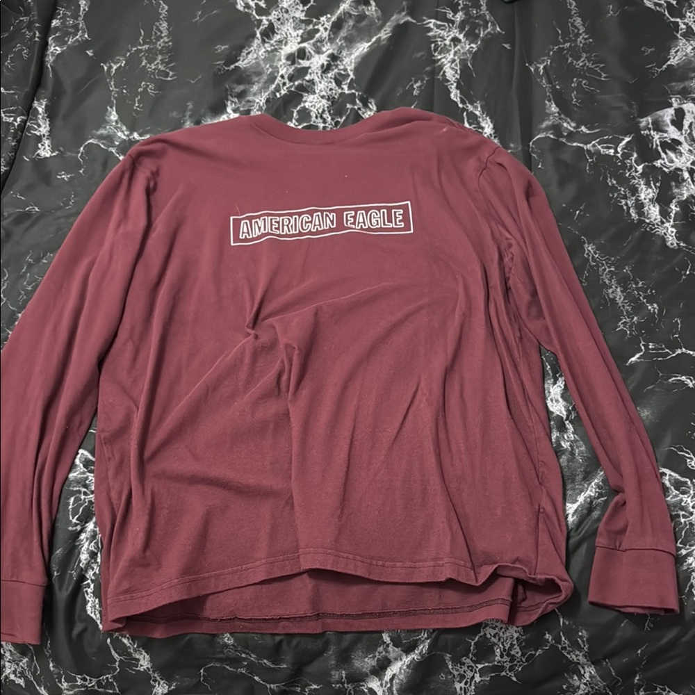 American Eagle Maroon Long Sleeve Shirt